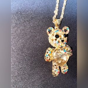 Teddy bear birthstone pendant